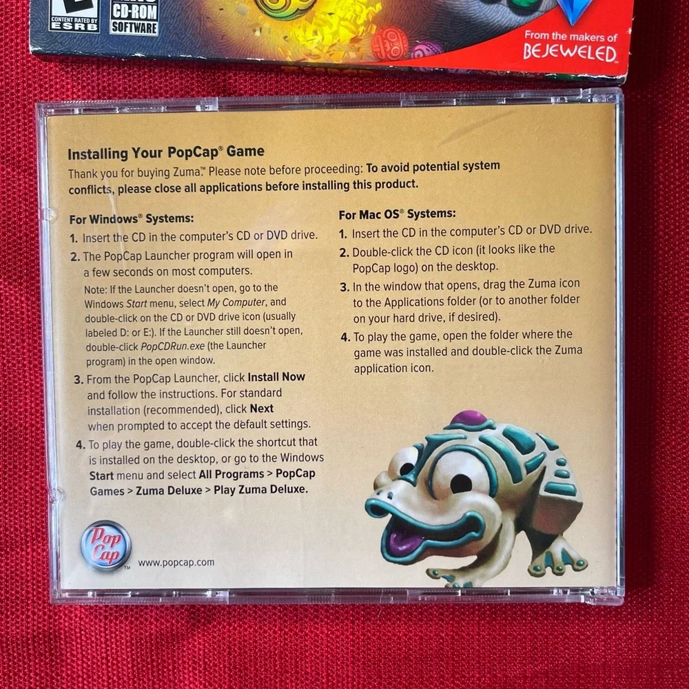 2003 Pop Games Zuma CD Rom Real Arcade Game of the Year From Bejeweled